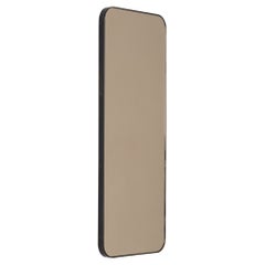 Miroir rectangulaire teinté bronze Quadris avec cadre en laiton patiné bronze, large