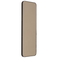 Quadris Rectangular Contemporary Bronze Mirror Bronze Patina Brass Frame, Medium