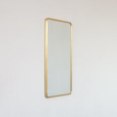 Quadris Rectangular Contemporary Mirror with a Full Front Brass Frame, Medium