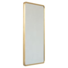 Quadris Rectangular Contemporary Mirror with a Full Front Brass Frame, Medium