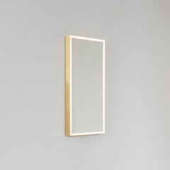 Quadris Rectangular Front Illuminated Contemporary Mirror Brass Frame, Medium
