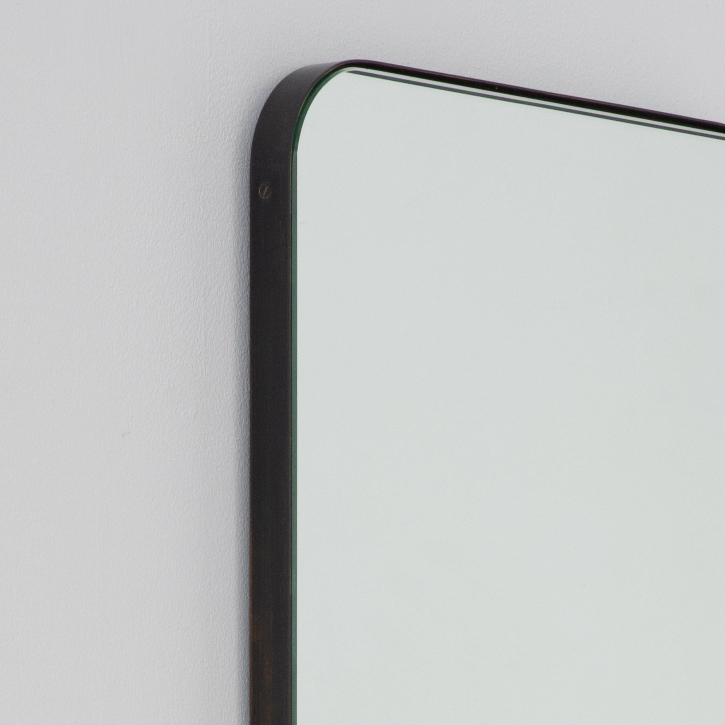 Patinated Quadris Rectangular Minimalist Mirror with Smart Patina Frame, Medium For Sale
