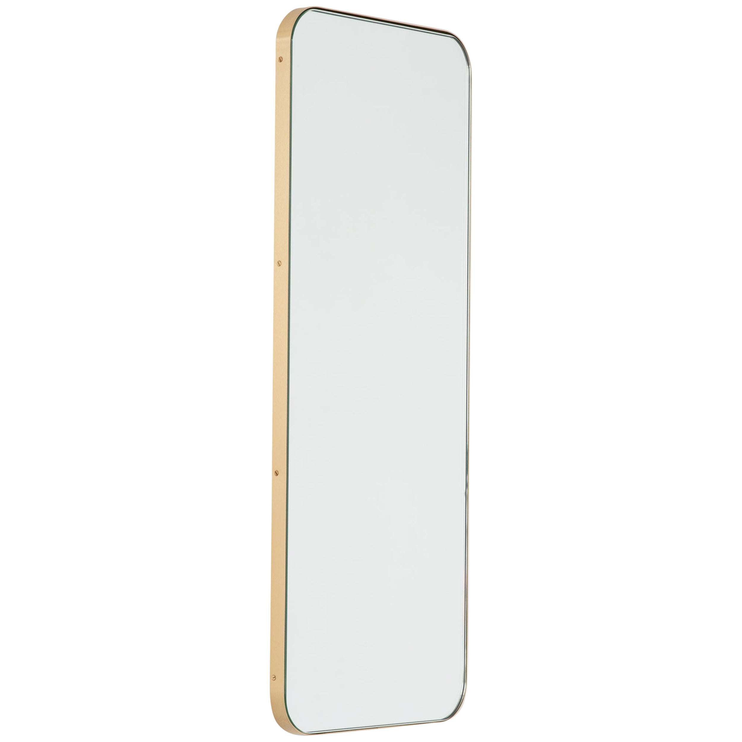 Quadris Rectangular Minimalist Mirror with a Brass Frame, Medium