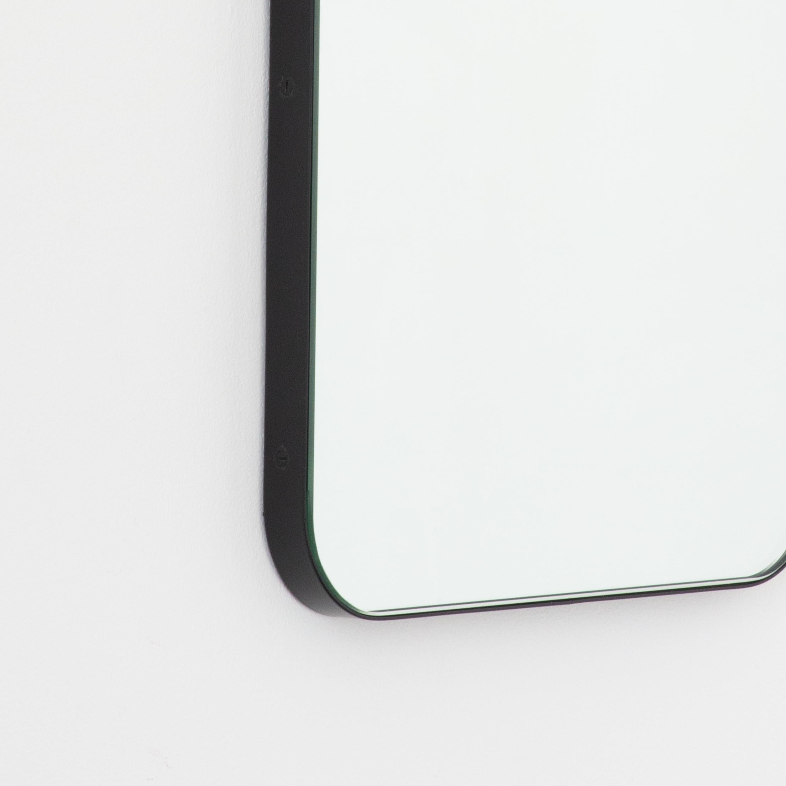 British Quadris Rectangular Minimalist Wall Mirror with Elegant Black Frame, XL For Sale