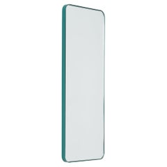 Quadris Rectangular Modern Mirror Mint Turquoise Frame, Large