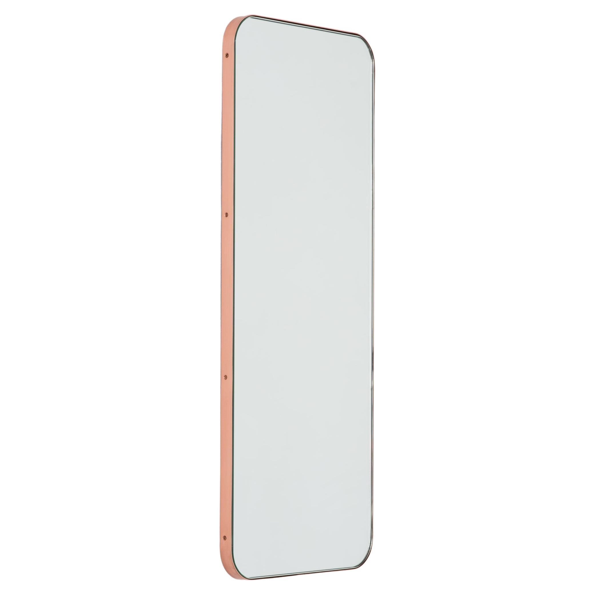 Quadris Rectangular Modern Mirror with a Copper Frame, Medium