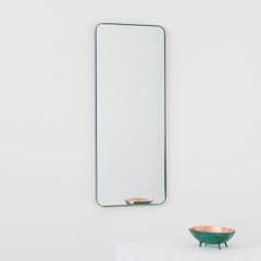 Quadris Rectangular Modern Customisable Mirror with Mint Turquoise Frame, Medium
