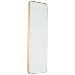 Quadris Rectangular Modern Mirror with a Brass Frame, Large