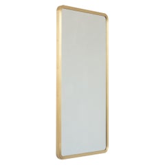 Quadris Rectangular Modern Mirror with a Brass Full Front Frame, Small