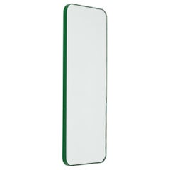 Quadris Rectangular Modern Mirror with a Green Frame, Customisable, Large