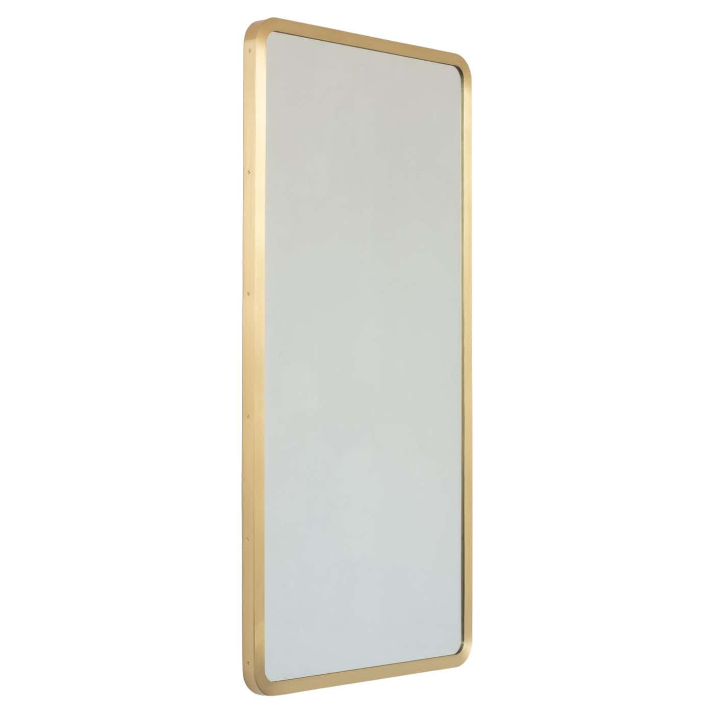 Quadris Rectangular Modern Wall Mirror with Brass Full Frame, XL For ...