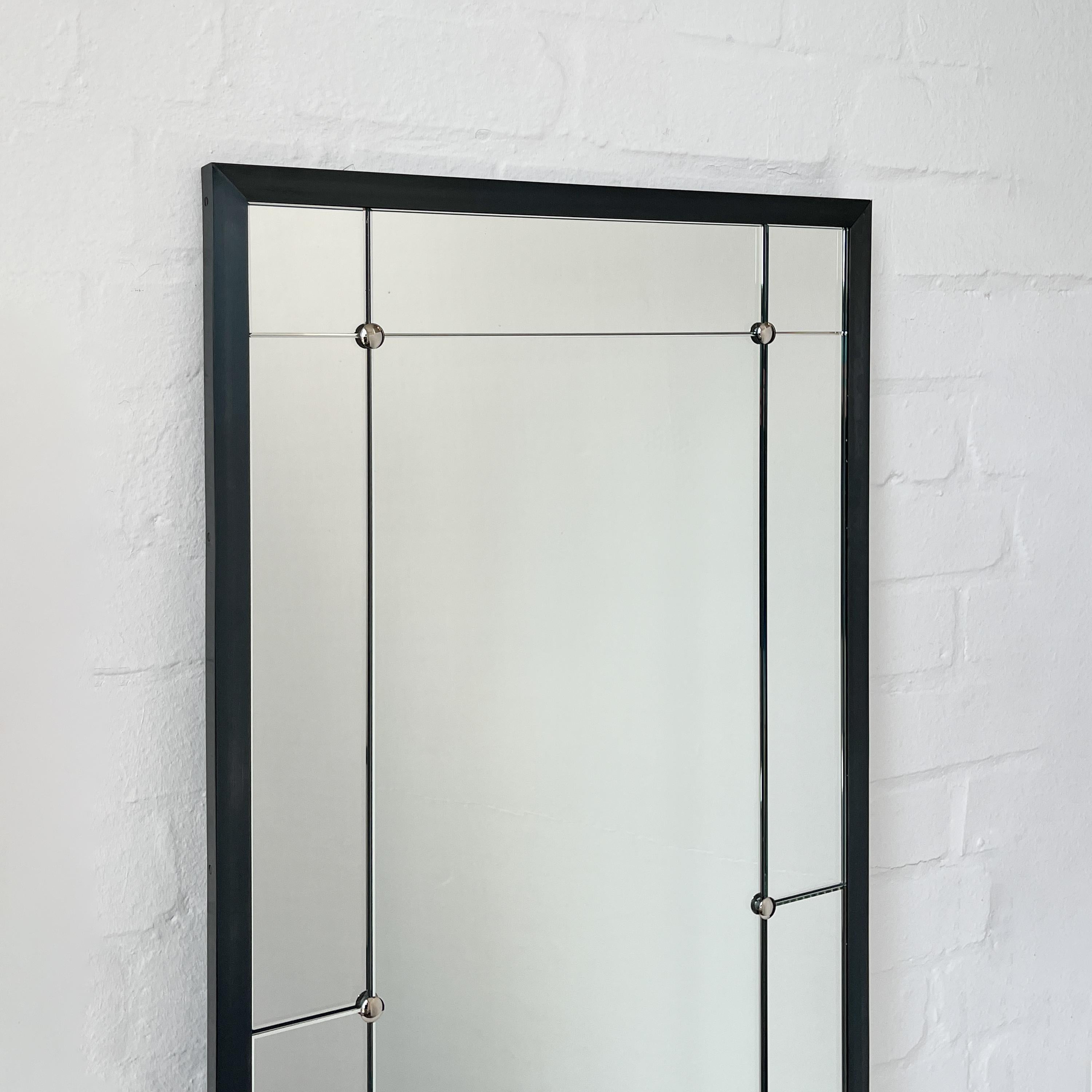 Brushed Quadris Rectangular Multi-Panelled Mirror with Blackened Metal Frame For Sale