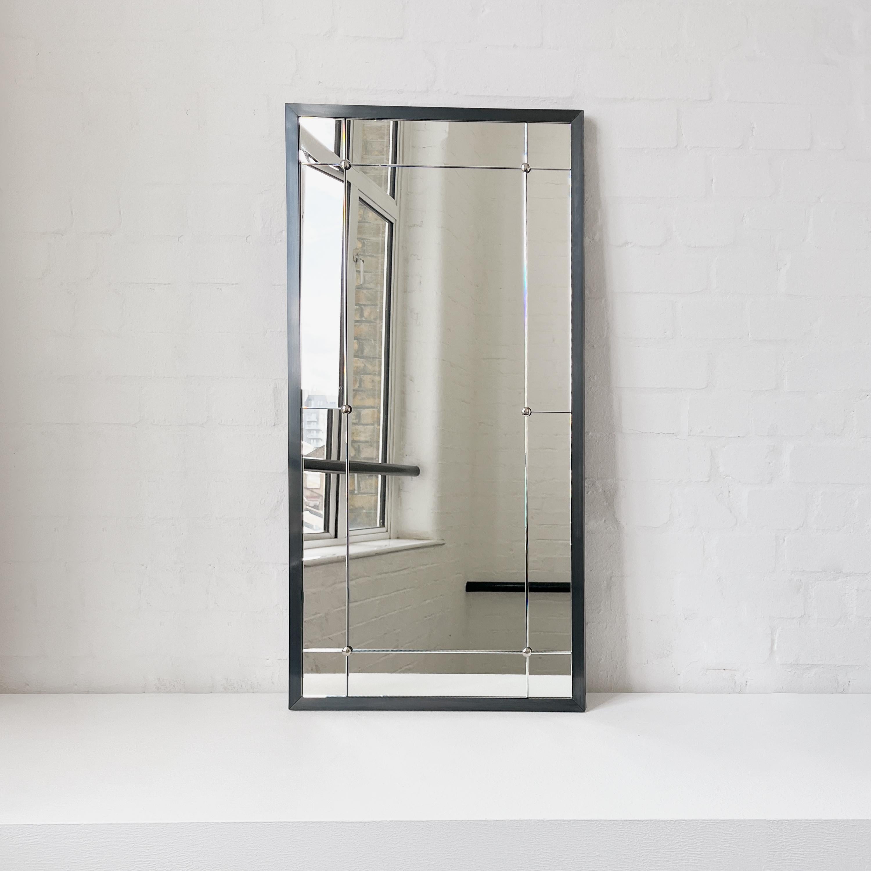 Quadris Rectangular Multi-Panelled Mirror with Blackened Metal Frame In New Condition For Sale In London, GB