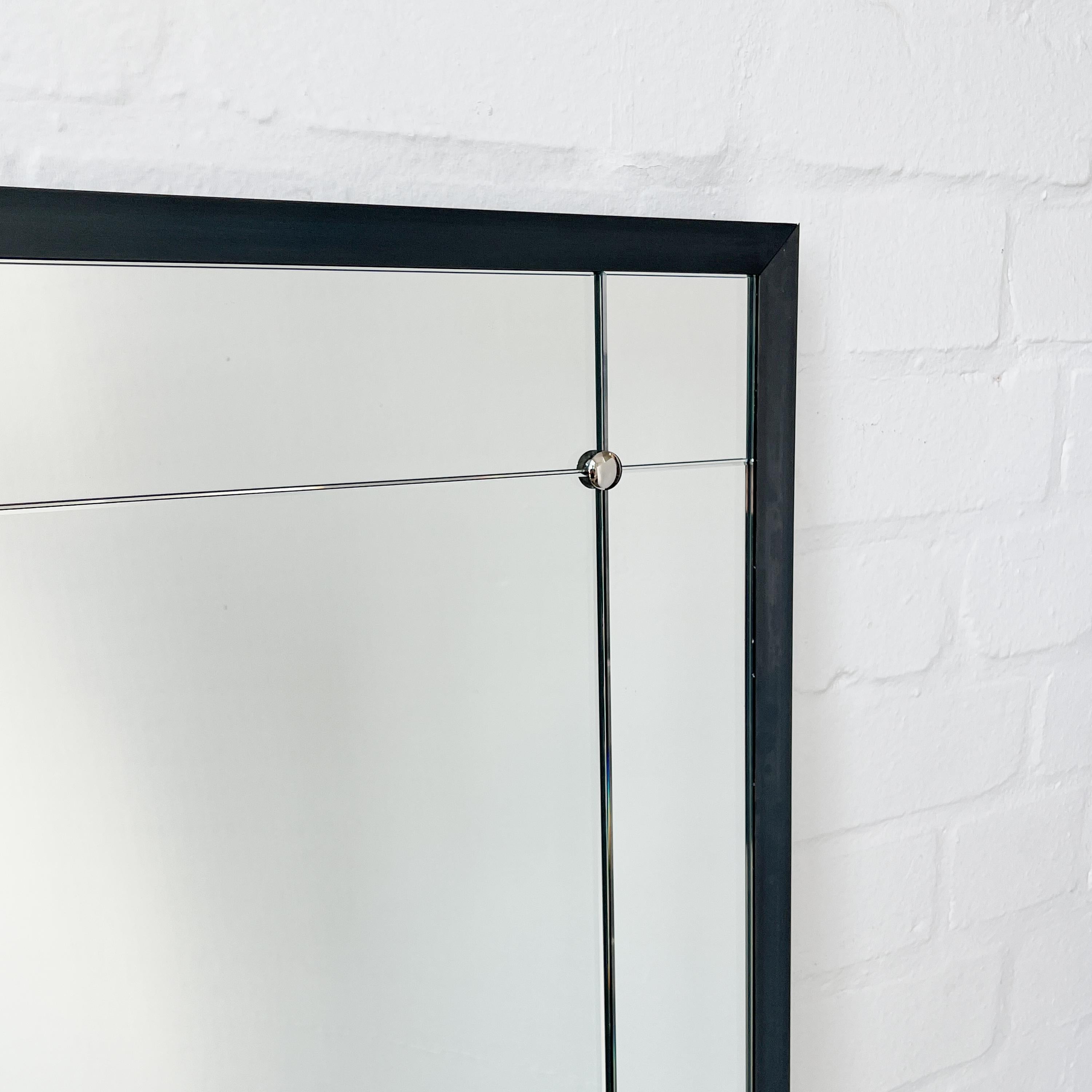 Quadris Rectangular Multi-Panelled Mirror with Blackened Metal Frame For Sale 1