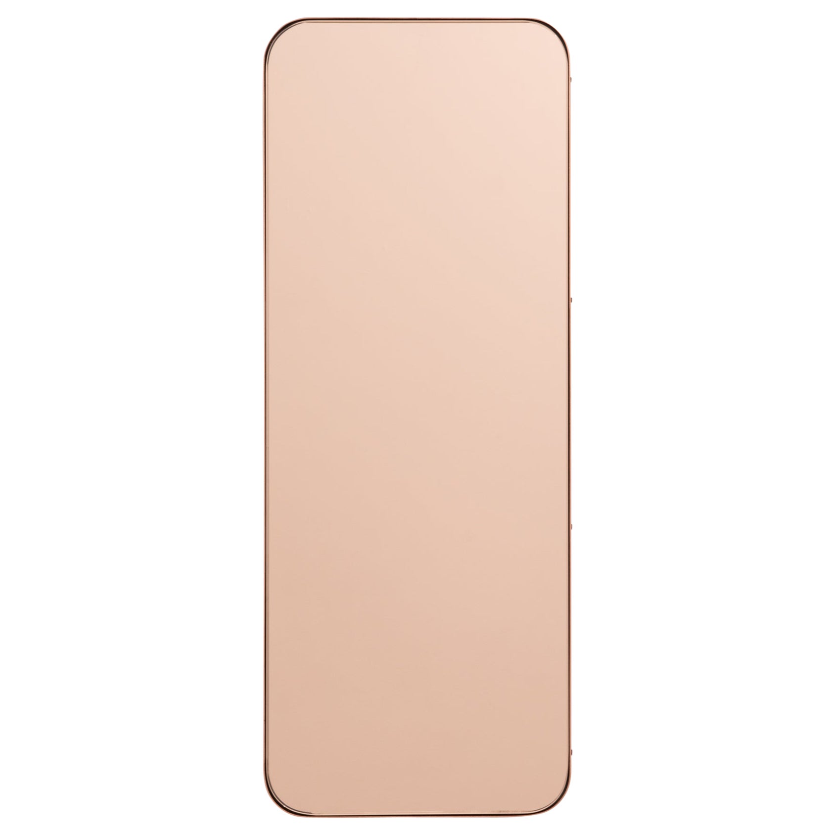 Grand miroir contemporain rectangulaire en or rose avec cadre en cuivre de la collection Quadris