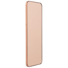 In Stock Quadris Rectangular Rose Gold Mirror, Copper Frame, Small