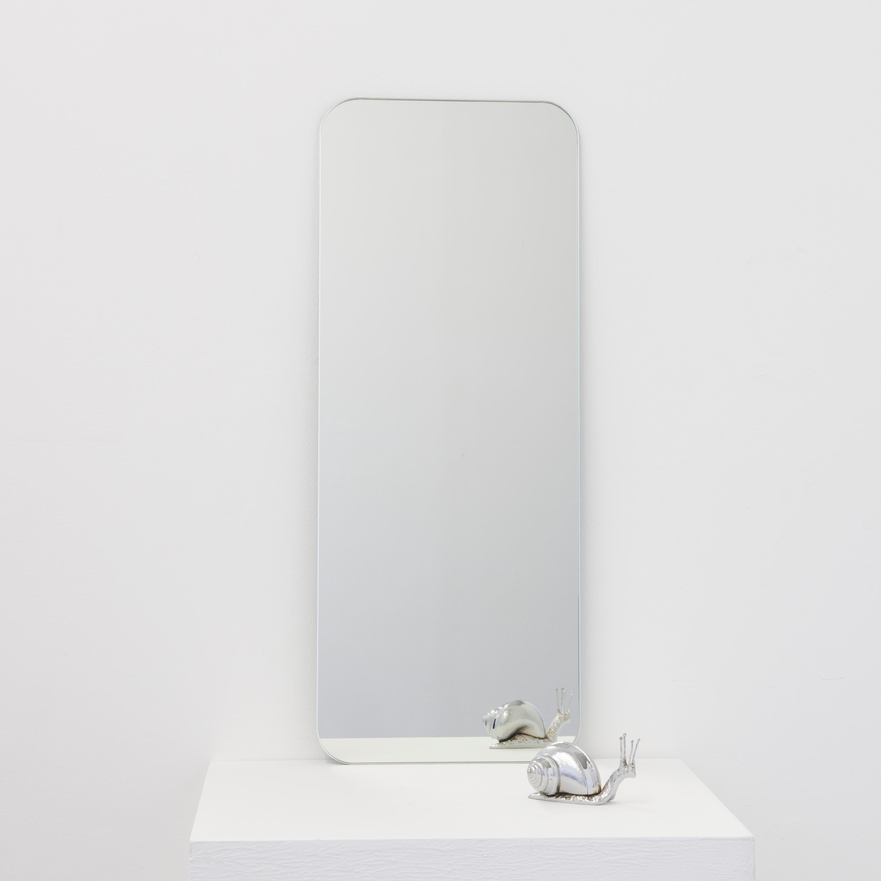 Quadris Rectangular shaped Minimalist Frameless Mirror Floating Effect, Small For Sale 1