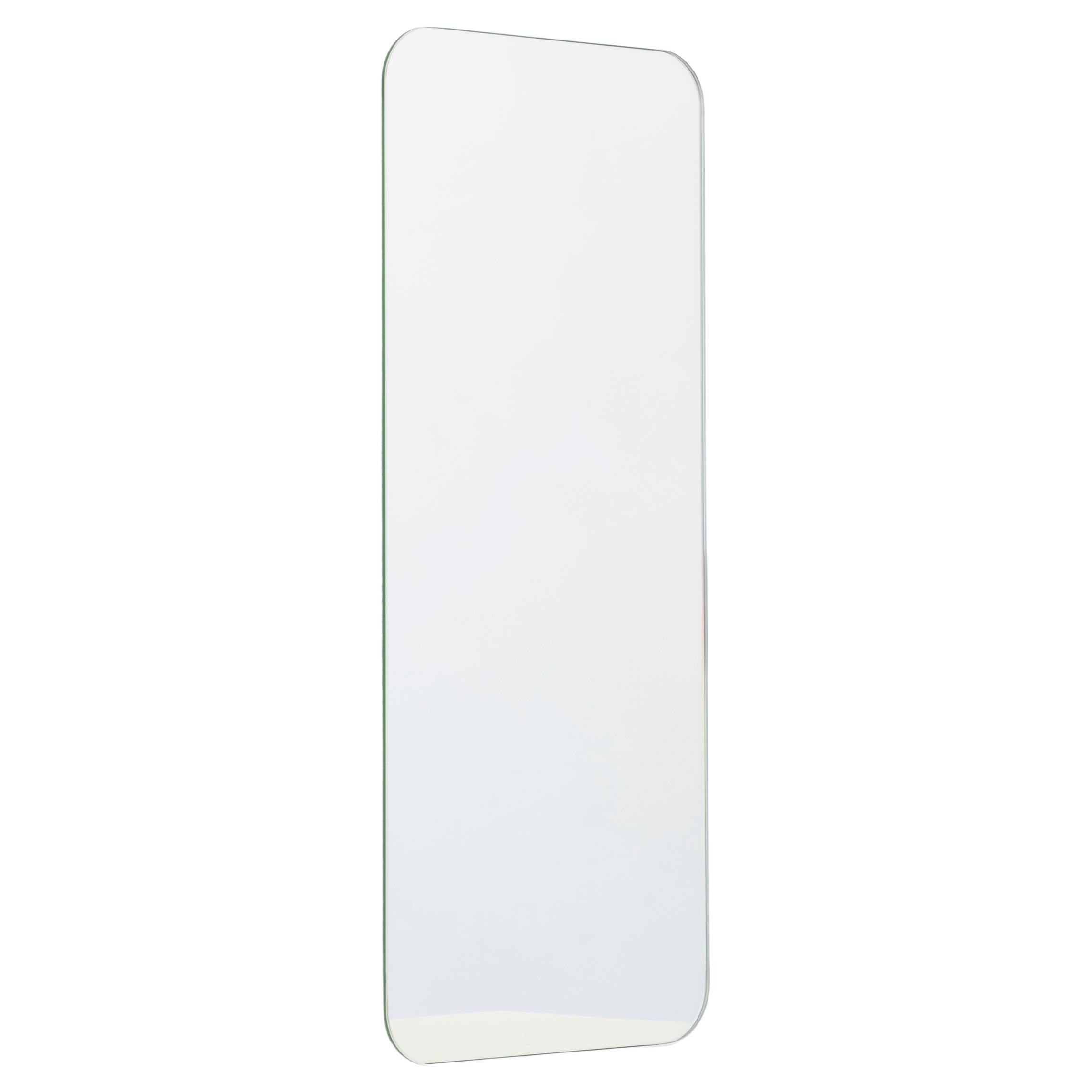 Petit miroir flottant de forme rectangulaire minimaliste sans cadre de la collection Quadris en vente