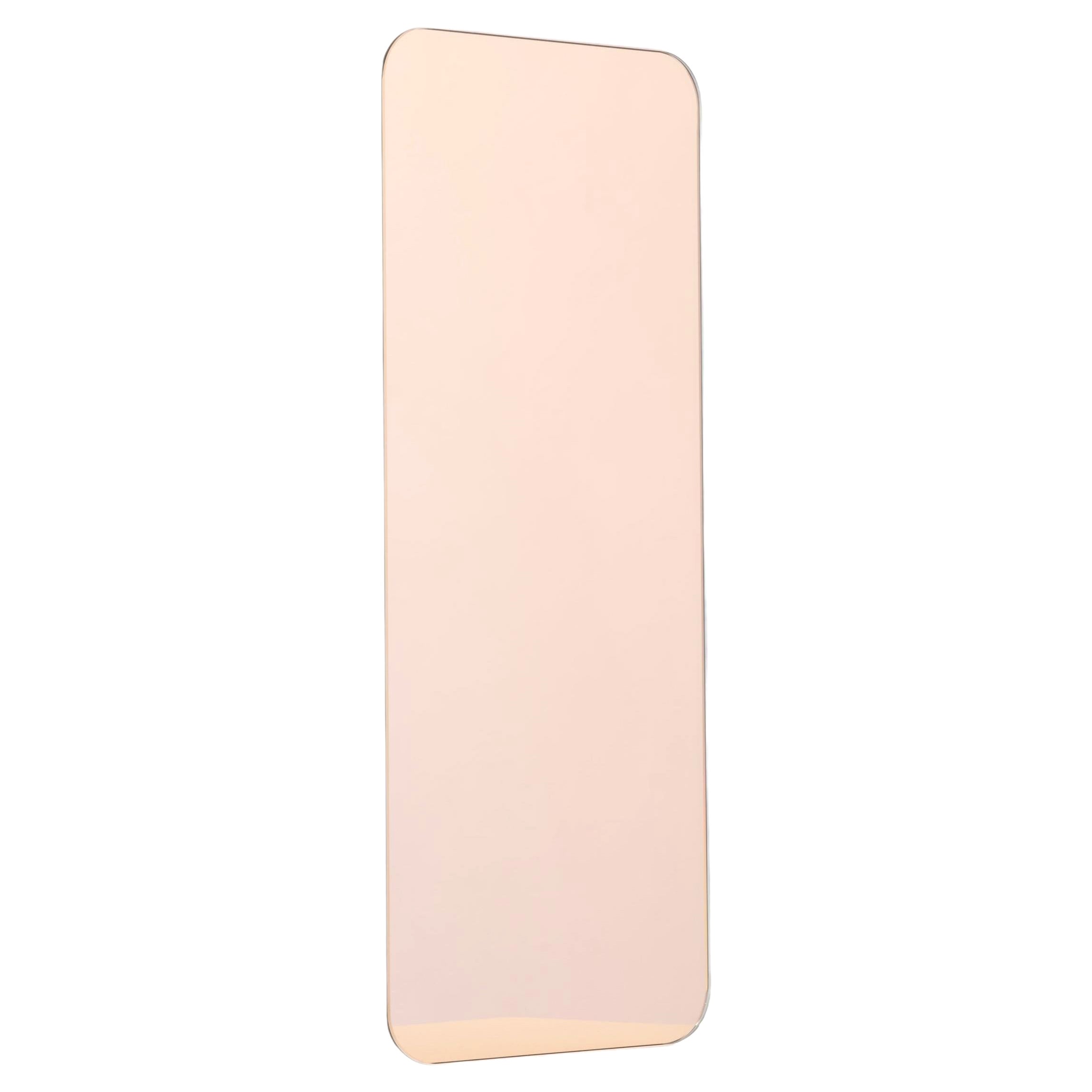 Quadris Rose Gold Rectangular Frameless Contemporary Mirror, Large