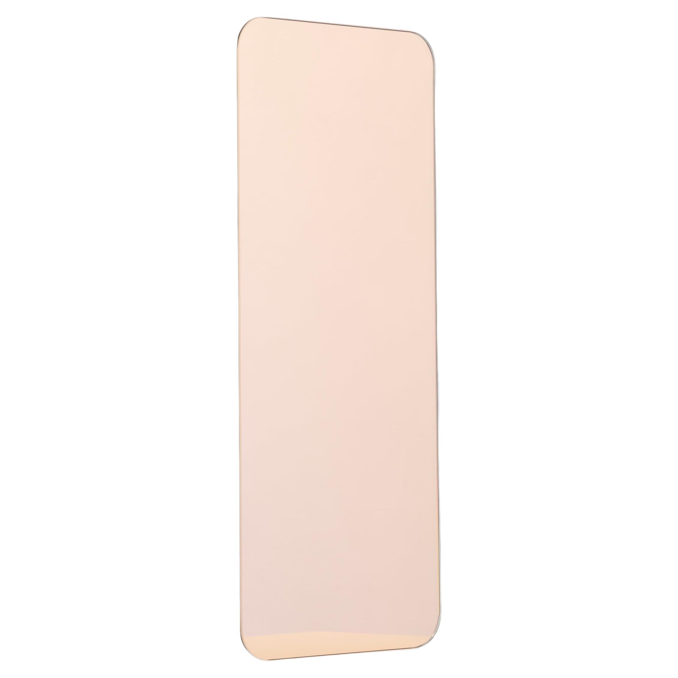 Petit miroir rectangulaire sans cadre Quadris en or rose, en stock en vente