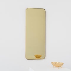 Quadris Gold Tinted Rectangular Contemporary Mirror with a Brass Frame, Small