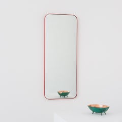 Quadris Rectangular Minimalist Mirror with a Red Frame, Small