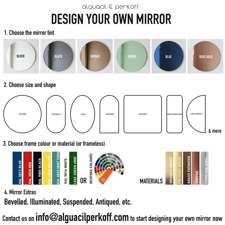 Quadris Rectangular Modern Bespoke Mirror w Mint Turquoise Frame, Large For Sale 4
