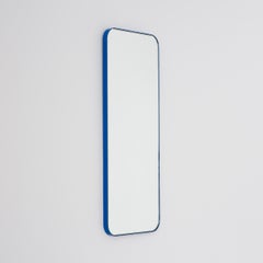 Quadris Rectangular Modern Mirror with a Blue Frame, Medium