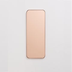 Quadris Rectangular Rose Gold Modern Mirror with a Copper Frame, Medium