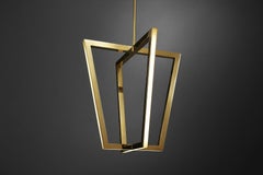 Four Dimensional Geometric Shape Gold Brass Pendant Light by Christopher Boots