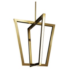 Four Dimensional Geometric Shape Gold Brass Pendant Light by Christopher Boots