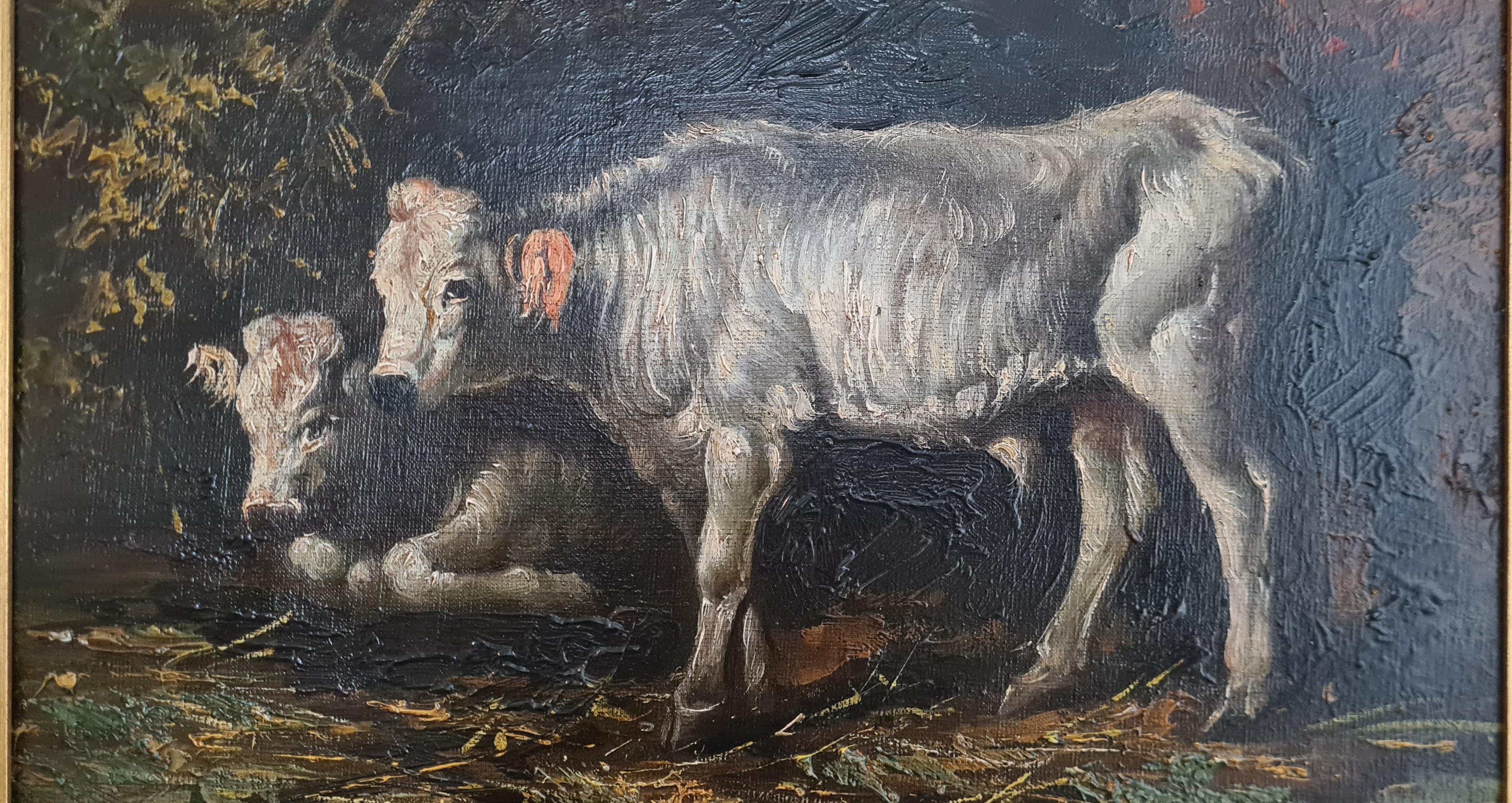 Solio Gemälde auf Leinwand, das eine ländliche Szene aus dem frühen 20 (20th Century) im Angebot