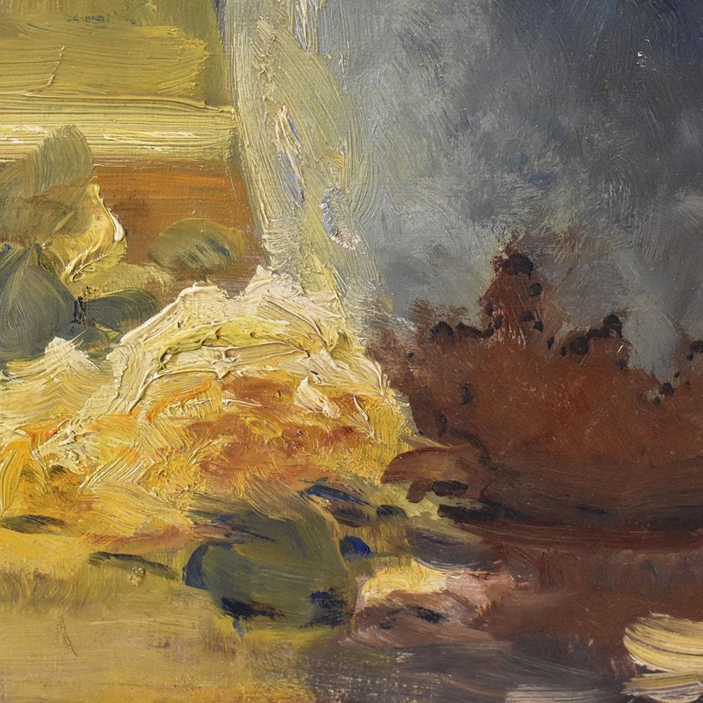 20th Century Quadro Antico, Fiori Di Rose Gialle, Art Deco, Olio Su Tela, Natura Morta, XX.