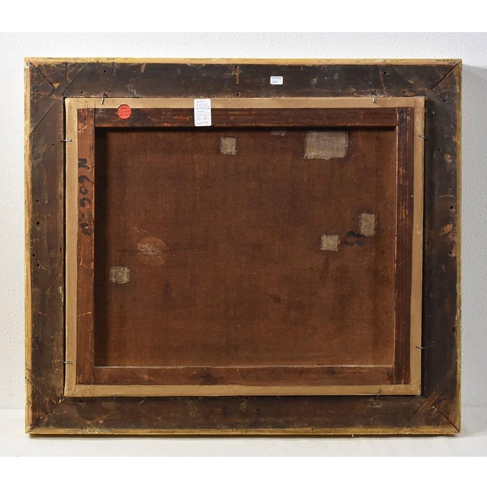 Quadro Antico, Natura Morta Con Frutta, Uva E Pesche, Olio Su Tela, Epoca XIX . 3