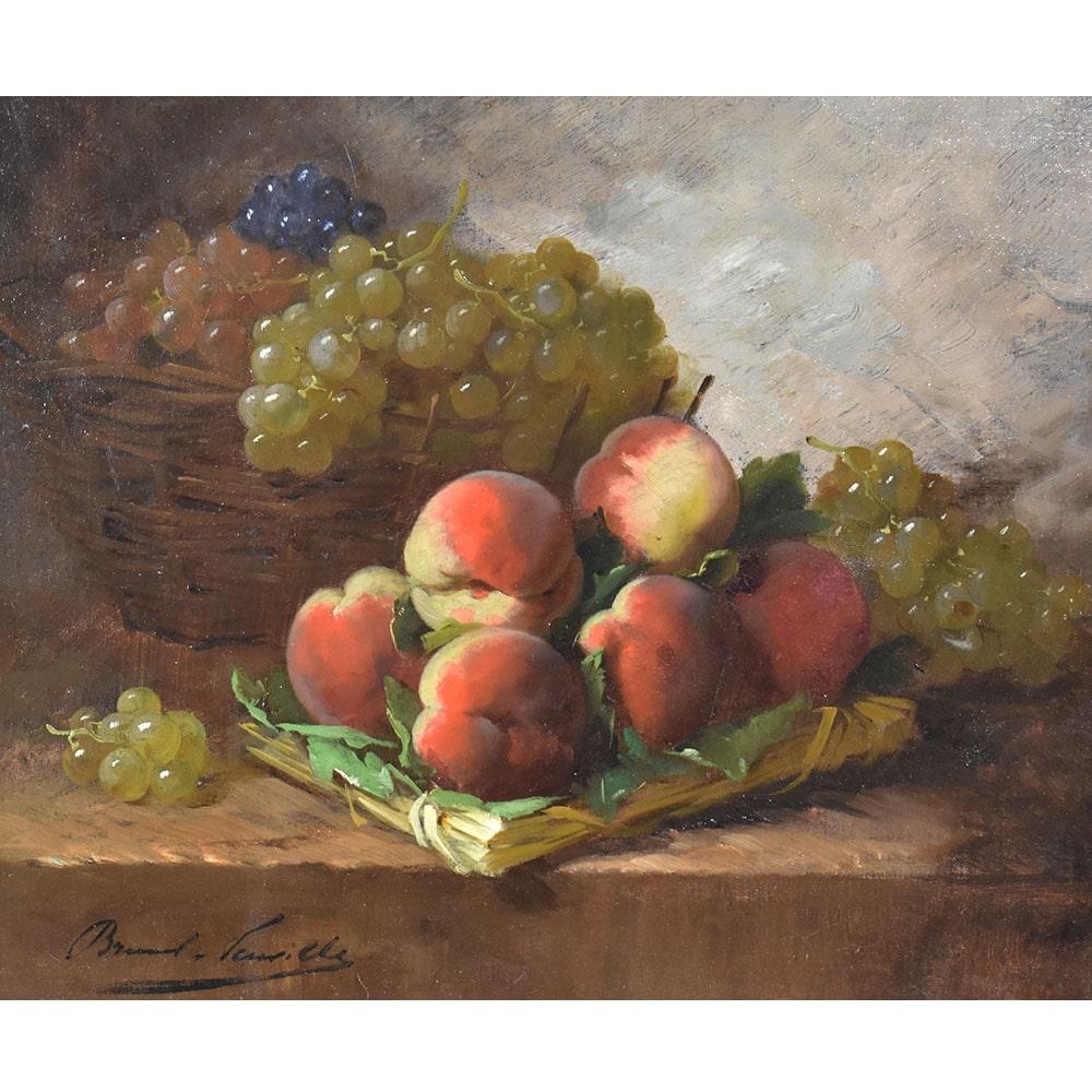 I quadri antichi, Natura Morta con Frutta qui proposto è una pittura ad olio su tela dell'800 e veste con una bella 

cornice dorata in foglia di oro zecchino di epoca Ottocento. XIX secolo.

Si tratta di una piacevole natura morta con un cesto di