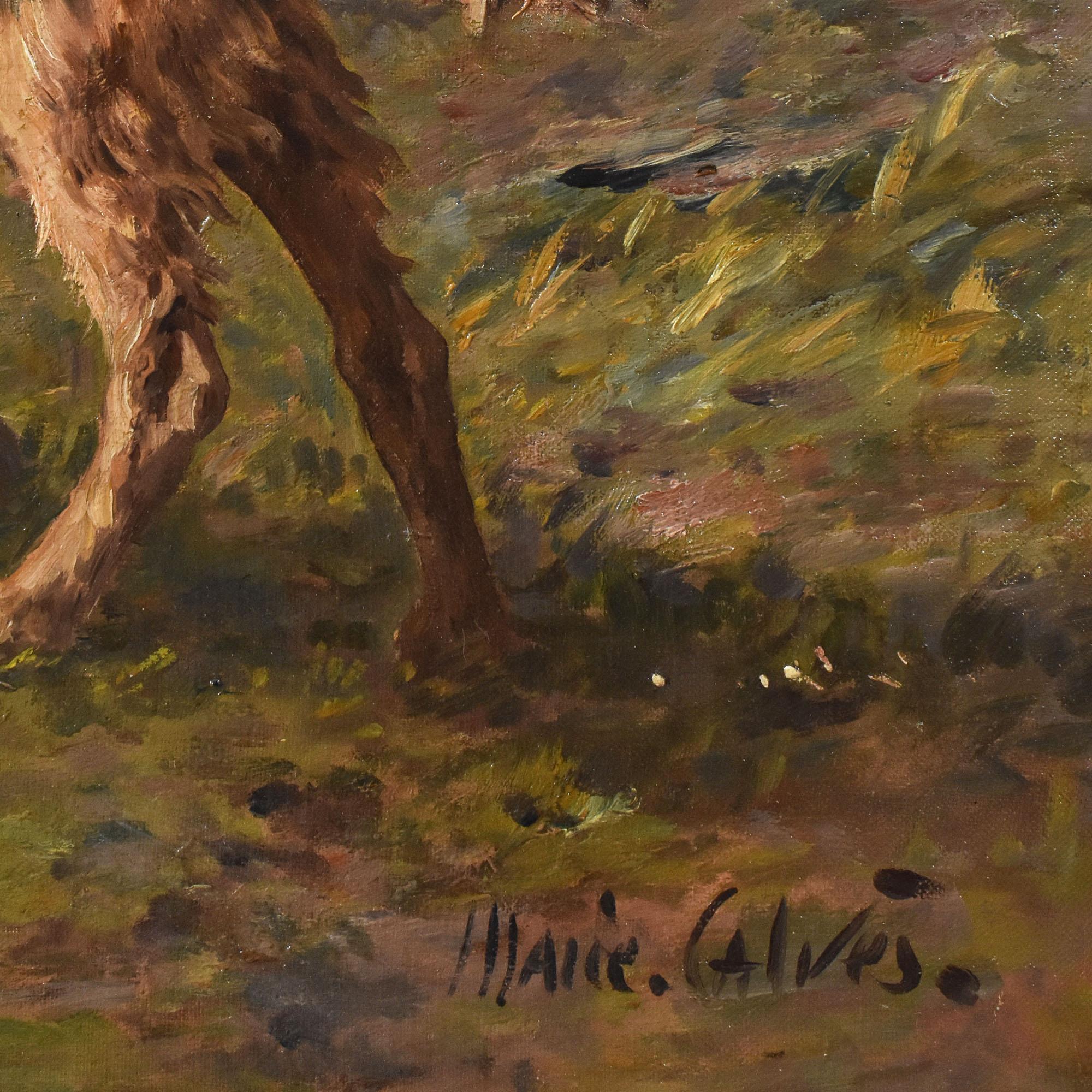 20th Century Peinture ancienne, portrait de chiens et d'un troupeau de moutons, huile sur toile, début du 20e siècle. en vente