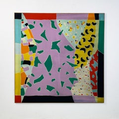 Italian modern large and very colorful abstract painting, 1980s