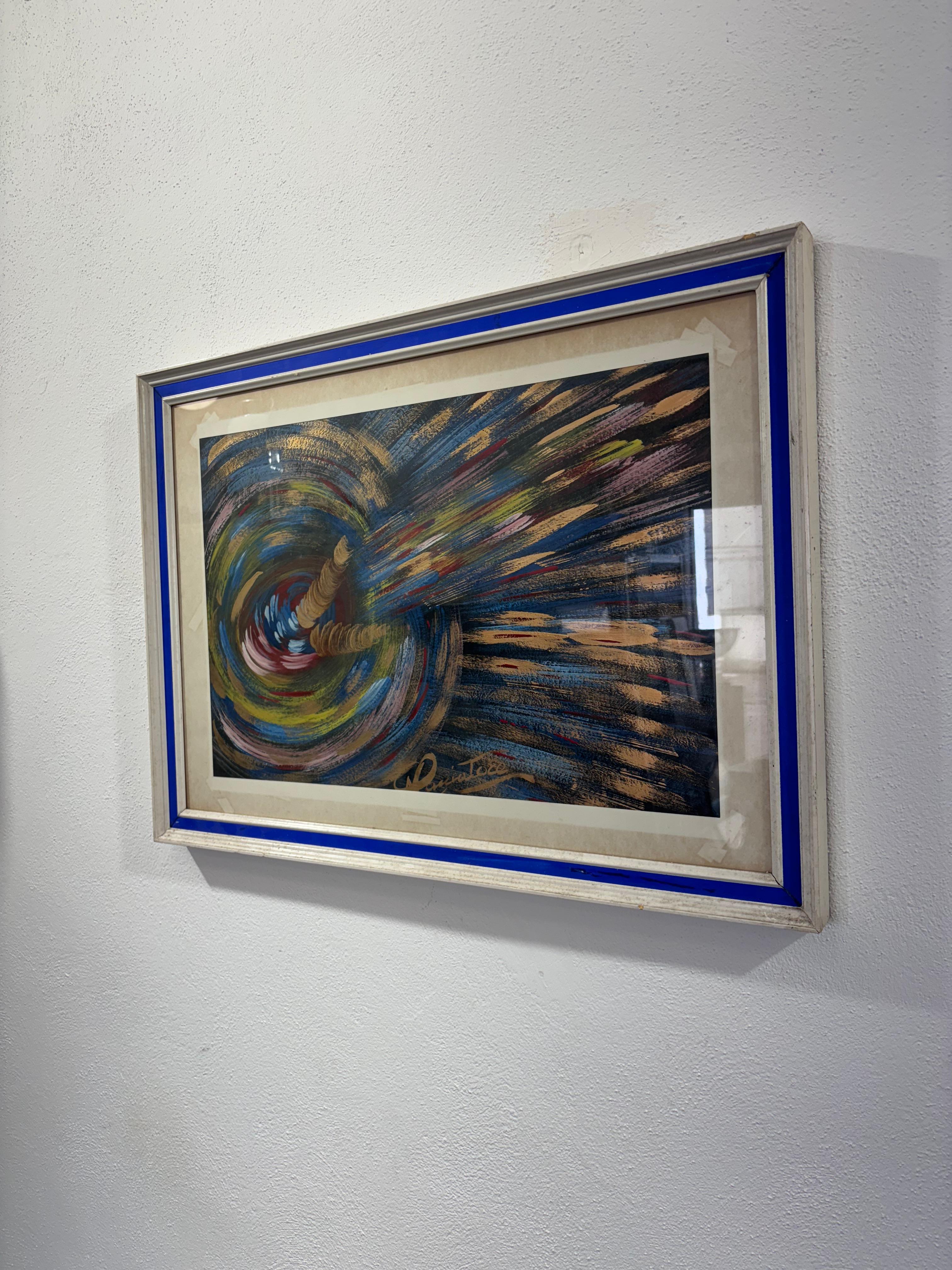 Late 20th Century Quadro Astratto Dipinto Olio su Tela in vendita