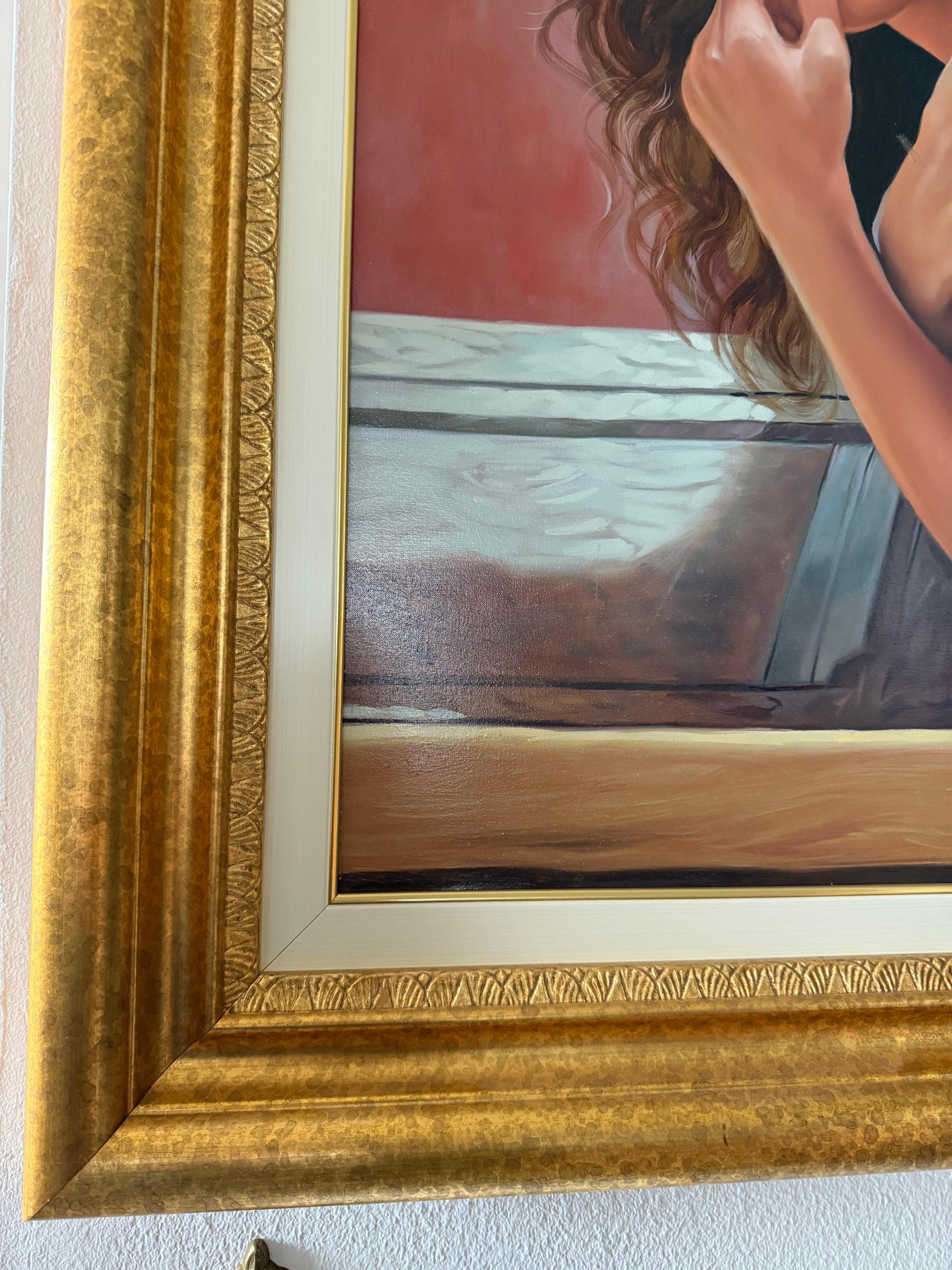 Pintura hermosa mujer desnuda óleo sobre lienzo firmado Anudado a mano en venta
