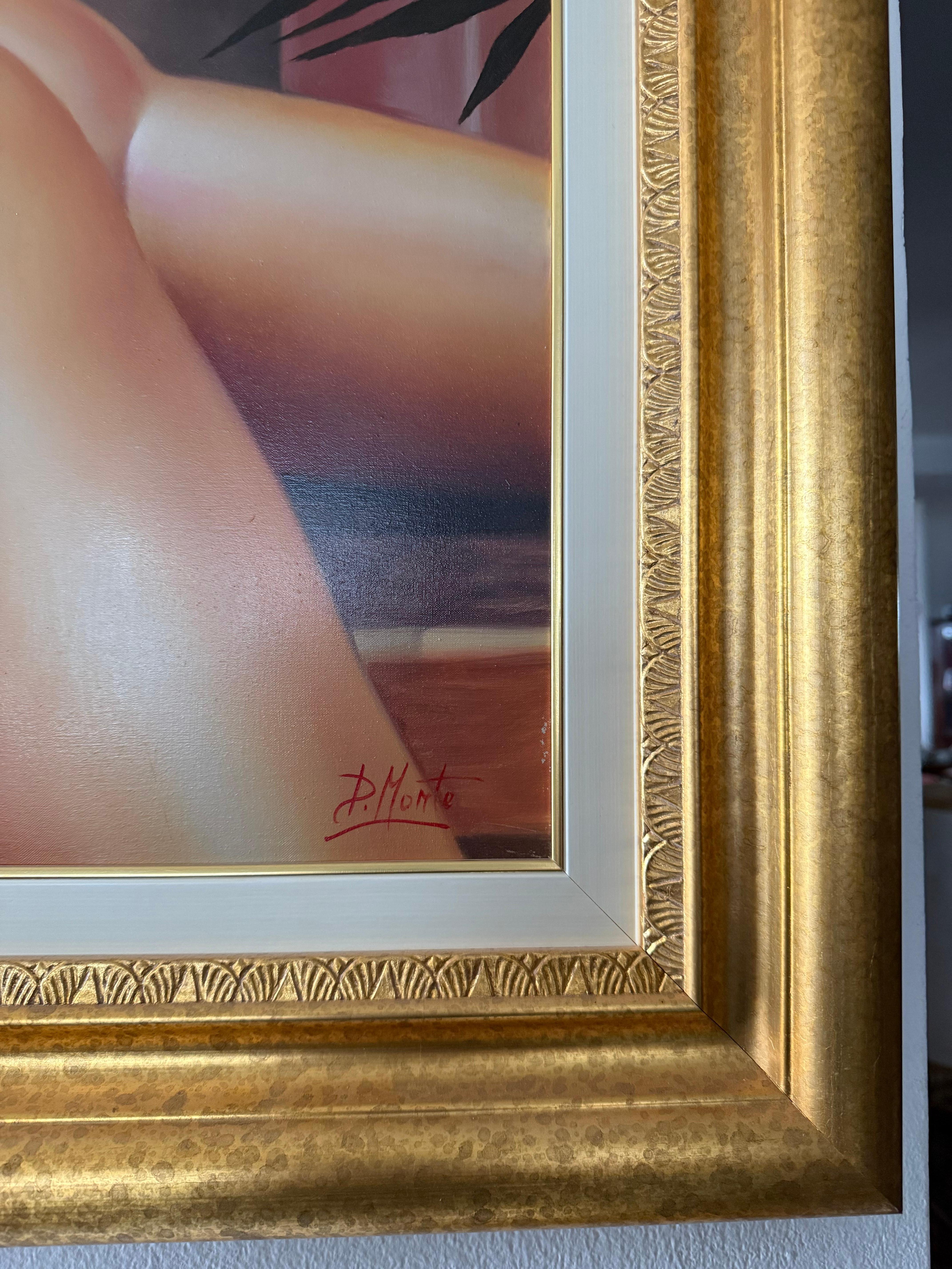 Pintura hermosa mujer desnuda óleo sobre lienzo firmado Contemporáneo en venta