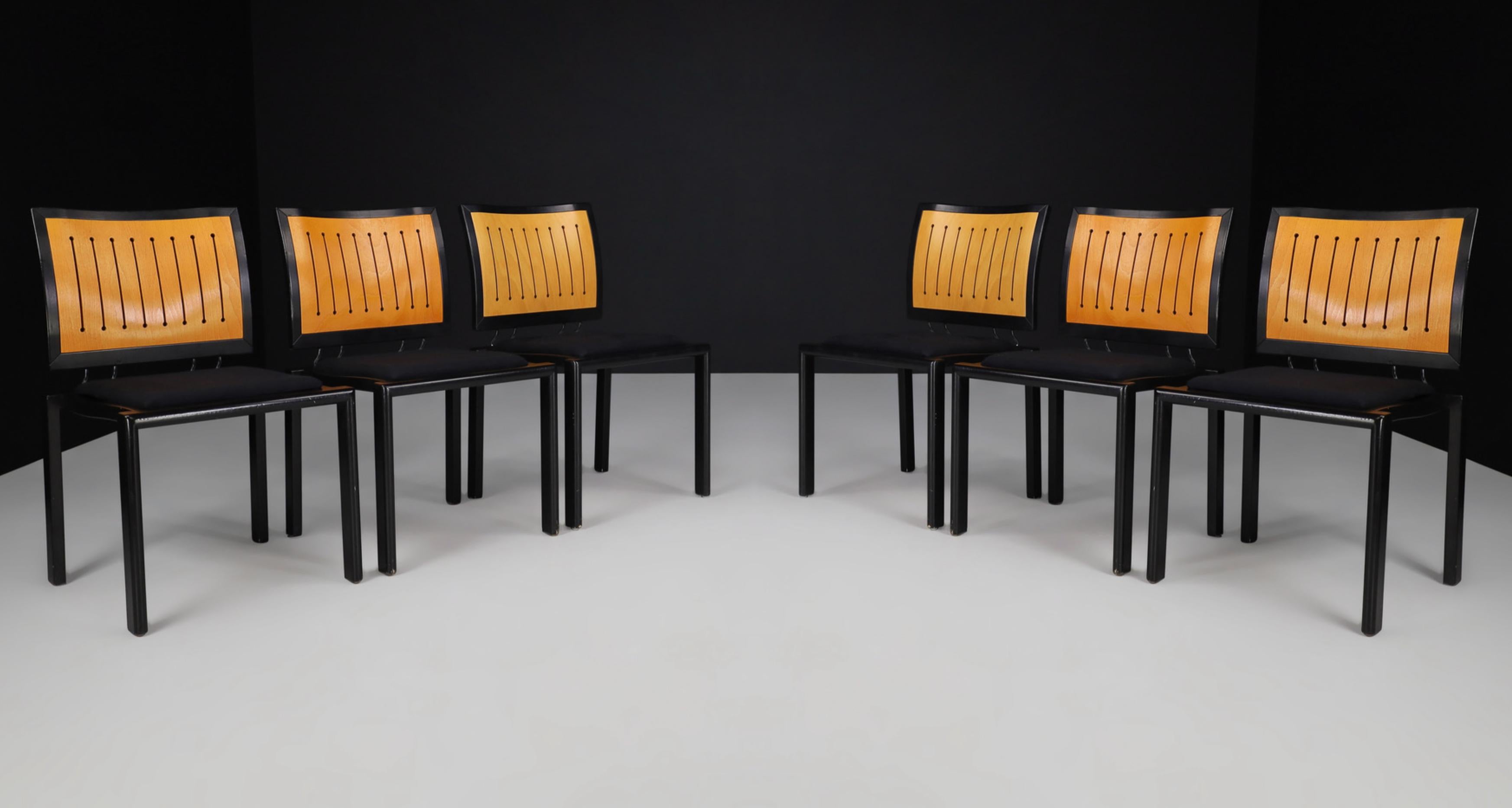 Quadro chairs by Bruno Rey & Charles Polin For Dietiker, Switzerland 1989.

Designed in 1980s by Swiss most renowned designer Bruno Rey in collaborator with Charles Polin, these classic chairs has its timeless characteristic from its square lines.
