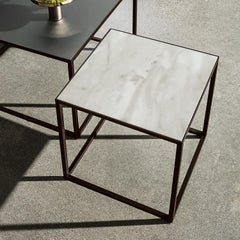 In Stock in Los Angeles, Brass / Ceramic White Square Coffee Table