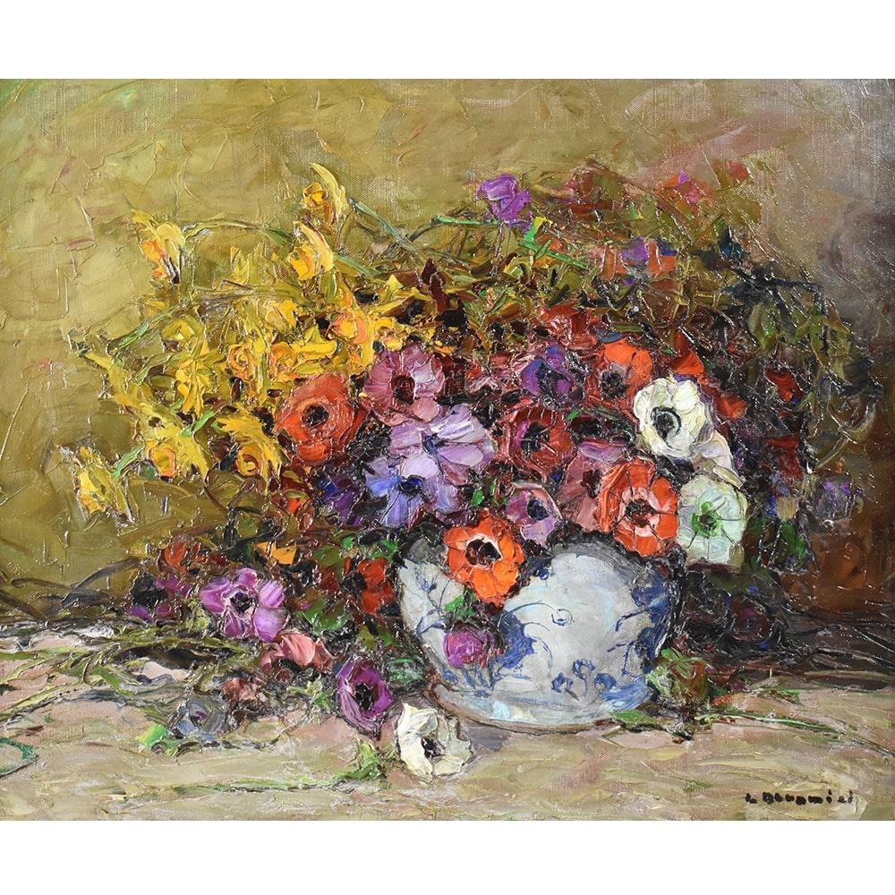 The antique paintings Still Life with Anemones proposed here is a beautiful oil painting on canvas from the early 1900s, Art Deco.

The Antique Painting dresses with a carved and lacquered wooden frame, Montparnasse from the early 20th century