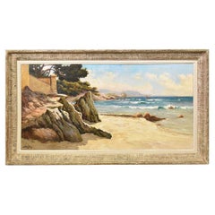 Quadro Con Marina, Costa Azzurra, Costa Rocciosa, Mare Mediterraneo, Art Déco