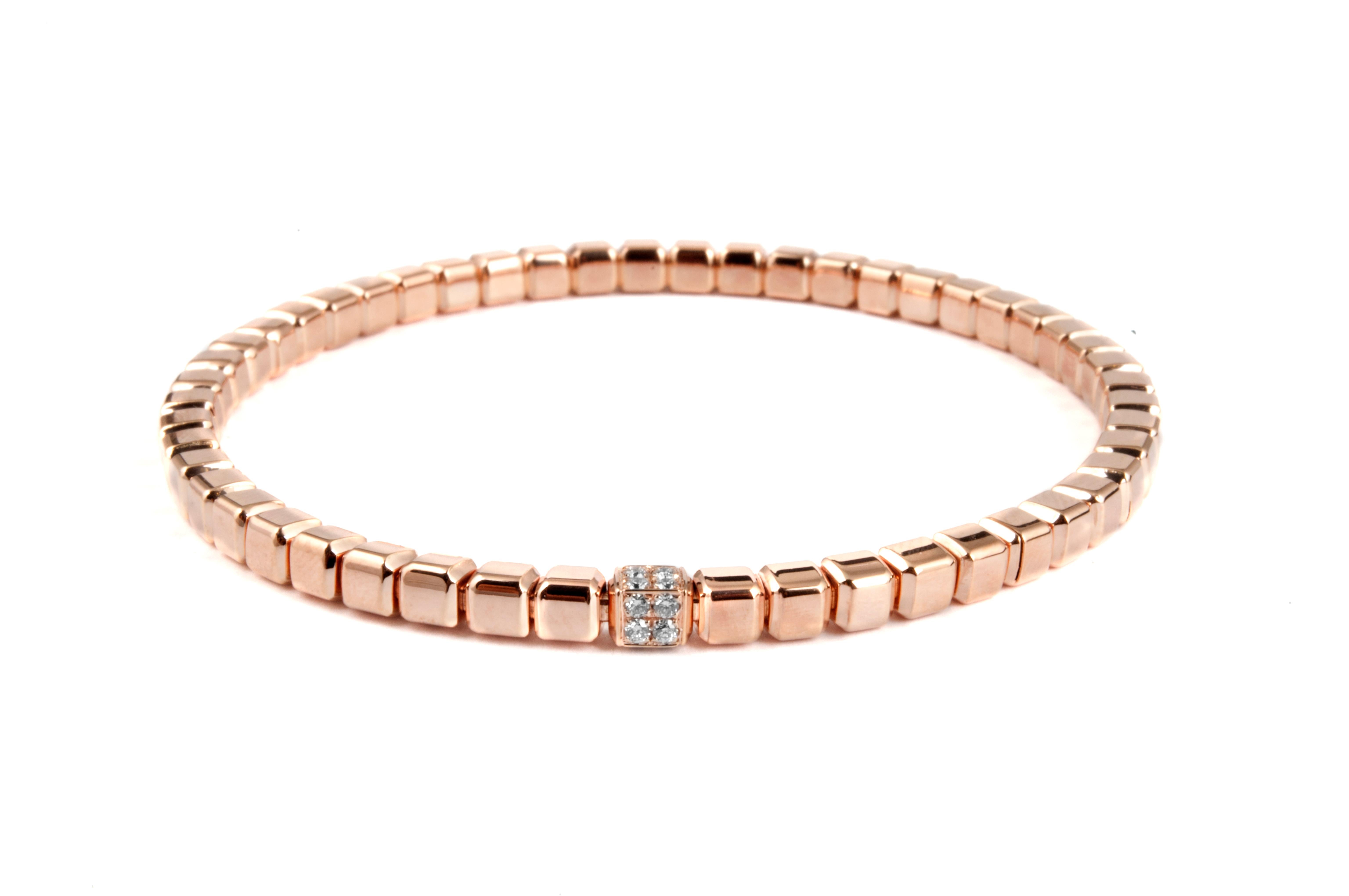 Moderne Bracelet cubique Quadro en or rose 18 carats avec diamants blancs - Moyen en vente