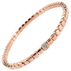 Quadro-Würfelarmband aus 18 Karat Roségold mit weißen Diamanten - Medium