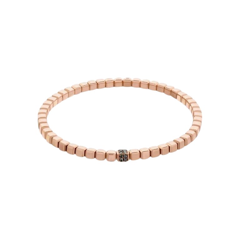 Bracciale Quadro Cube con diamanti neri e oro rosa 18 carati, (grande)
