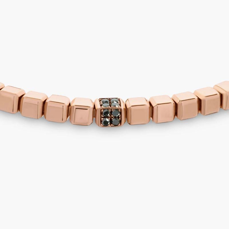 Quadro Cube Bracelet with Black Diamonds and 18K Rose Gold, Size S In New Condition For Sale In Fulham business exchange, London