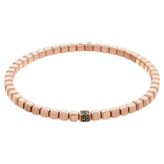 Quadro Cube Bracelet with Black Diamonds and 18K Rose Gold, Size S For Sale