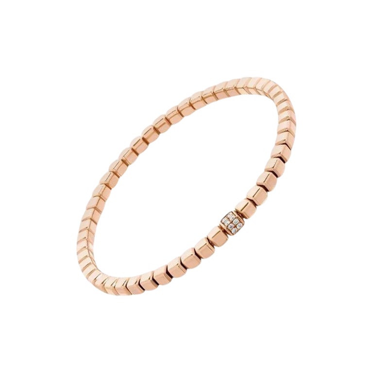 Bracciale Quadro Cube con diamanti bianchi e oro rosa 18 carati, (Grande)